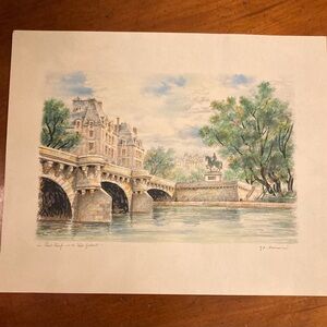 Antique Le Pont Neuf De la Galant color print on paper